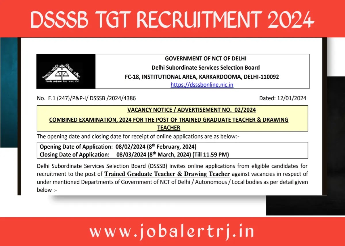 DSSSB TGT Recruitment 2024